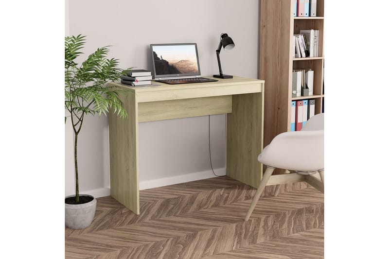 Skrivebord 90 x 40 x 72 cm spånplade sonoma-eg - Brun - Møbler - Borde - Kontorbord - Skrivebord