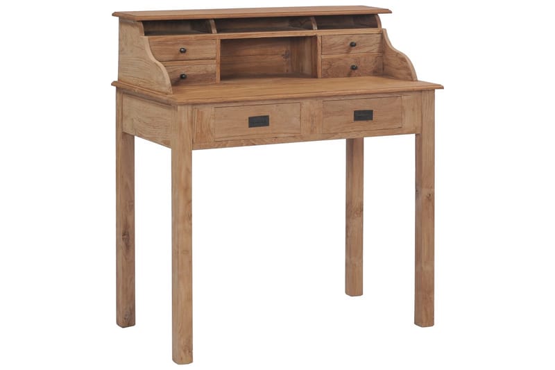 Skrivebord 90 X 50 X 100 Cm Massivt Teaktræ - Brun - Skrivebord