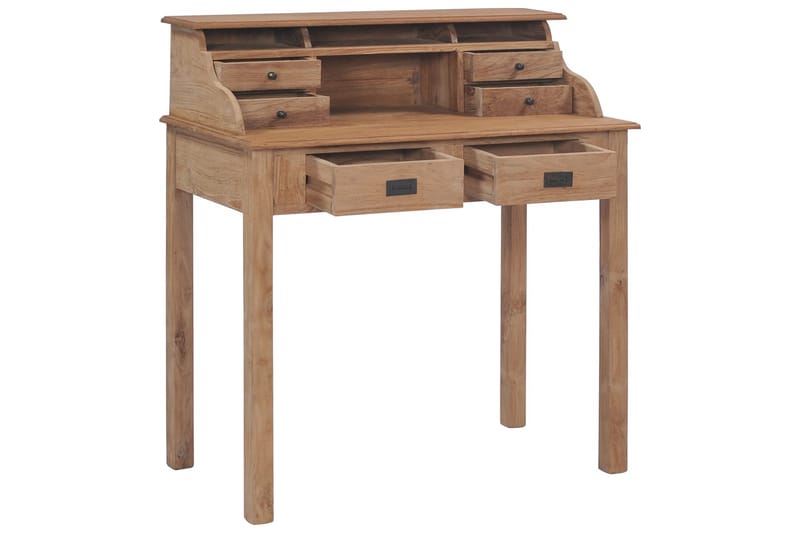 Skrivebord 90 X 50 X 100 Cm Massivt Teaktræ - Brun - Skrivebord
