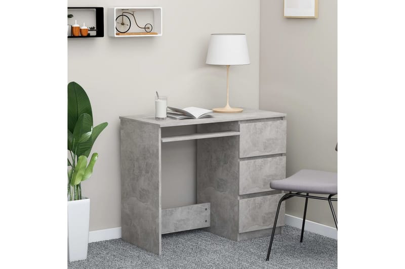 Skrivebord 90x45x76 cm Spånplade Betongrå - Grå - Møbler - Borde - Kontorbord - Skrivebord