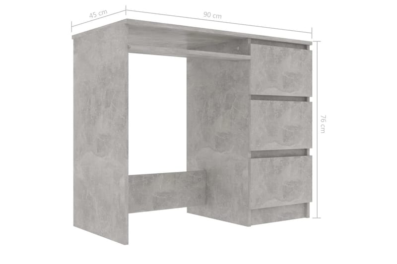 Skrivebord 90x45x76 cm Spånplade Betongrå - Grå - Møbler - Borde - Kontorbord - Skrivebord