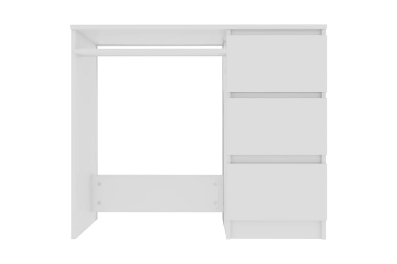 Skrivebord 90x45x76 cm Spånplade Højglans Hvid - Hvid - Skrivebord