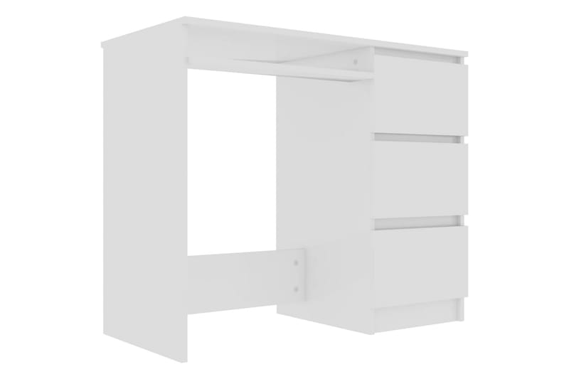 Skrivebord 90x45x76 cm Spånplade Højglans Hvid - Hvid - Møbler - Borde - Kontorbord - Skrivebord
