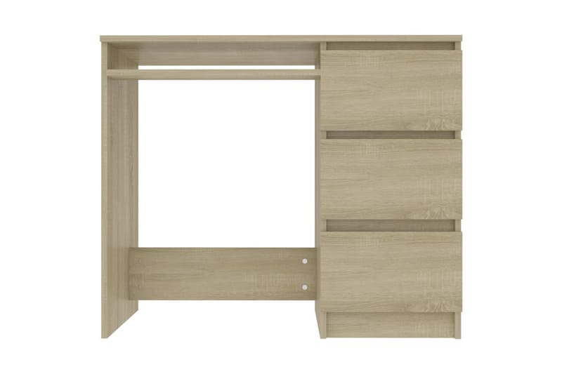 Skrivebord 90x45x76 cm Spånplade Sonoma-Eg - Brun - Skrivebord