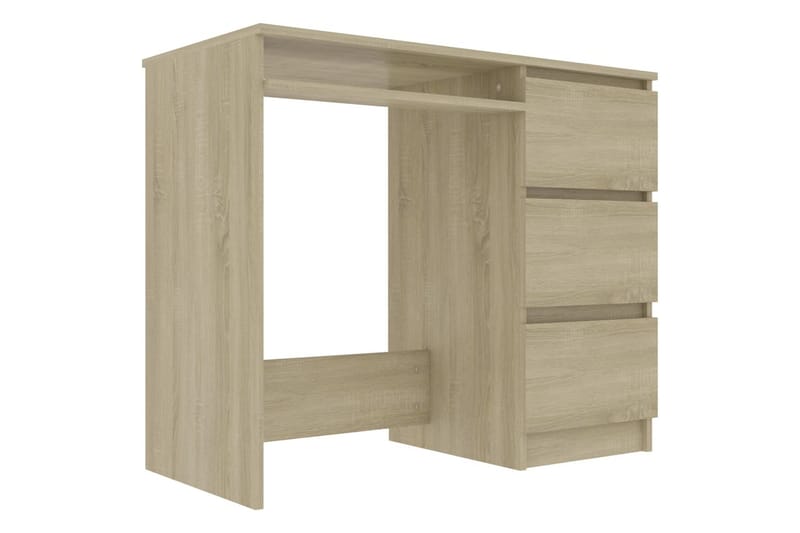 Skrivebord 90x45x76 cm Spånplade Sonoma-Eg - Brun - Skrivebord