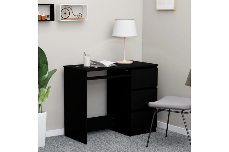 Skrivebord 90x45x76 cm Spånplade Sort - Sort - Møbler - Borde - Kontorbord - Skrivebord