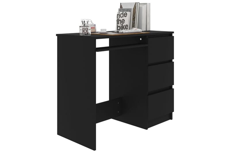 Skrivebord 90x45x76 cm Spånplade Sort - Sort - Møbler - Borde - Kontorbord - Skrivebord