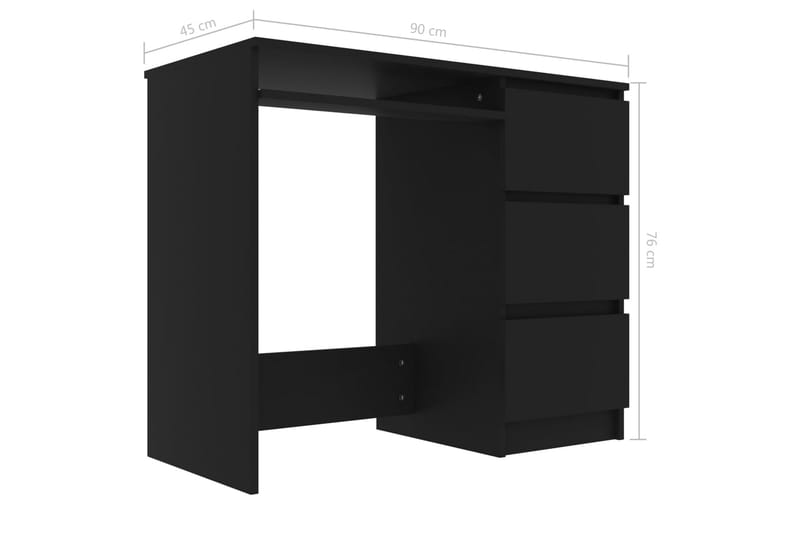 Skrivebord 90x45x76 cm Spånplade Sort - Sort - Møbler - Borde - Kontorbord - Skrivebord