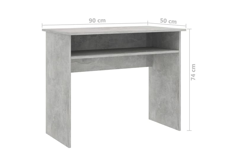 Skrivebord 90x50x74 cm Spånplade Betongrå - Grå - Skrivebord