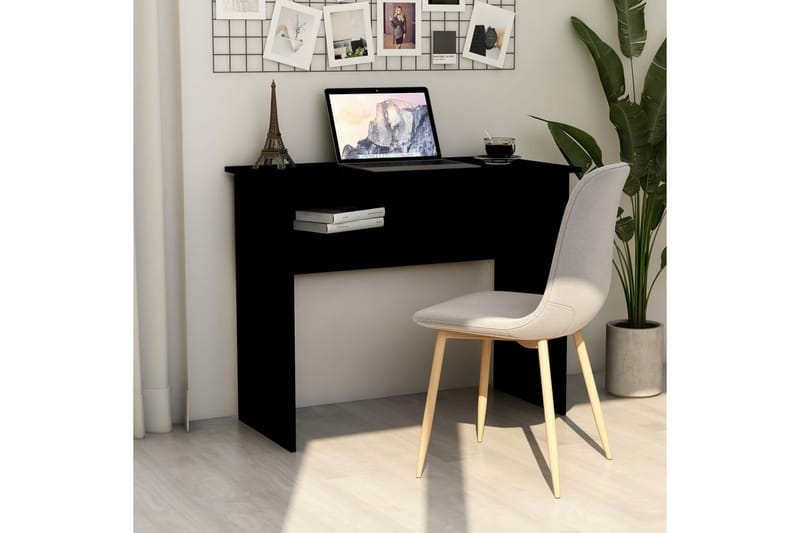 Skrivebord 90x50x74 cm Spånplade Sort - Sort - Møbler - Borde - Kontorbord - Skrivebord