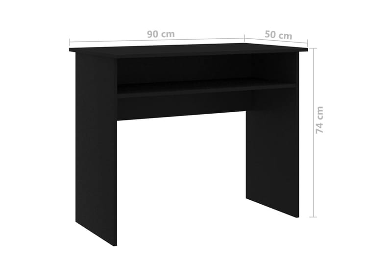 Skrivebord 90x50x74 cm Spånplade Sort - Sort - Skrivebord