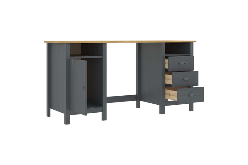 Skrivebord Hill Range 150x50x74 cm Massivt Fyrretræ Grå - Møbler - Borde - Kontorbord - Skrivebord