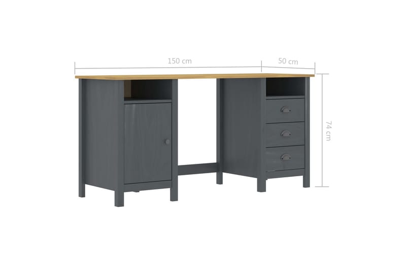 Skrivebord Hill Range 150x50x74 cm Massivt Fyrretræ Grå - Møbler - Borde - Kontorbord - Skrivebord