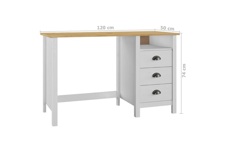 Skrivebord Hill Range 3 Skuffer 120X50X74cm Massivt Fyrretræ - Skrivebord