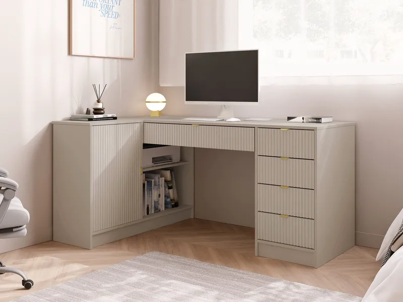 skrivebord Hjørneskrivebord TIRENO beige - Møbler - Borde - Kontorbord - Skrivebord - hjørneskrivebord
