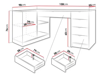 skrivebord Hjørneskrivebord TIRENO brun - Møbler - Borde - Kontorbord - Skrivebord - hjørneskrivebord