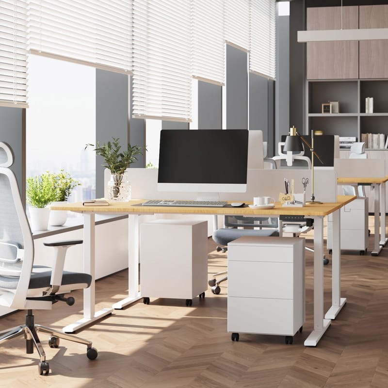 Skrivebord HOME4YOU Ergo Fit med 1 motor 120x60x71,5-116 cm Hvid - Hvid - Møbler - Borde - Kontorbord - Skrivebord - hæve-sænke-bord