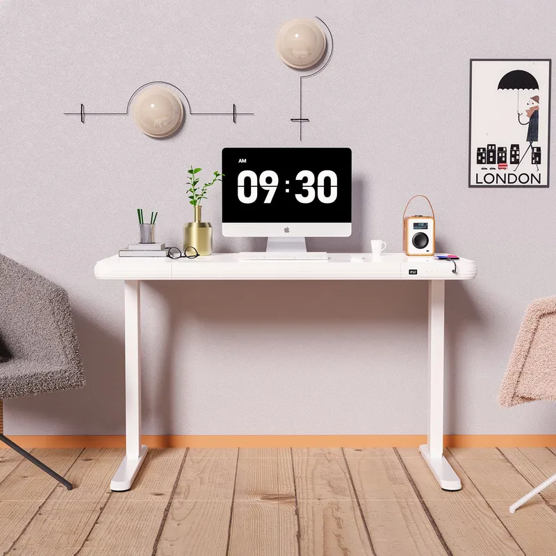 Skrivebord HOME4YOU Ergo Fit med 1 motor 122x62x73,5-118 cm Hvid - Hvid - Møbler - Borde - Kontorbord - Skrivebord - hæve-sænke-bord