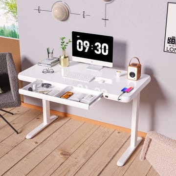 Skrivebord HOME4YOU Ergo Fit med 1 motor 122x62x73,5-118 cm Hvid - Hvid - Møbler - Borde - Kontorbord - Skrivebord - hæve-sænke-bord