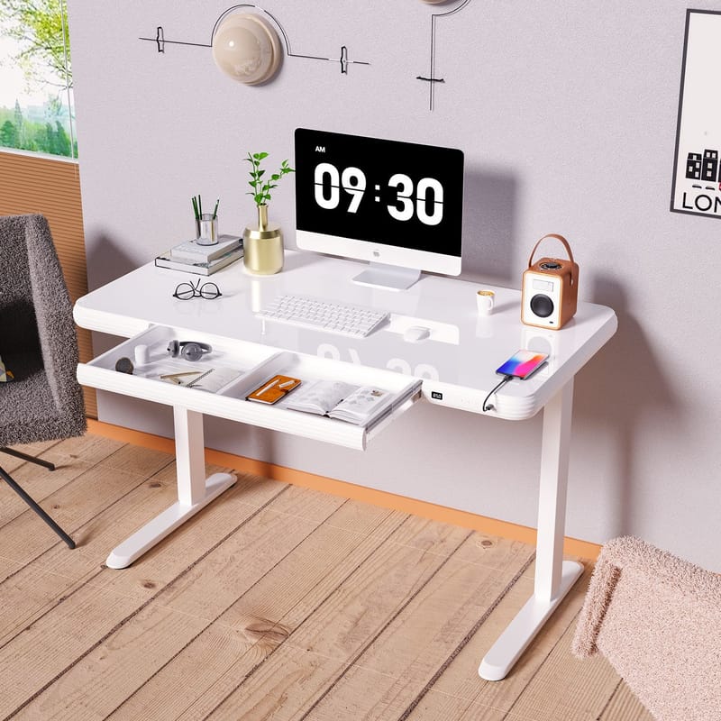 Skrivebord HOME4YOU Ergo Fit med 1 motor 122x62x73,5-118 cm Hvid - Hvid - Møbler - Borde - Kontorbord - Skrivebord - hæve-sænke-bord