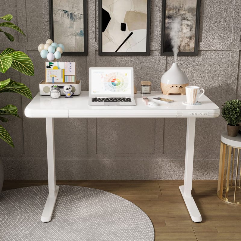 Skrivebord HOME4YOU Ergo Fit med 1 motor 122x62x73,5-118 cm Hvid - Hvid - Møbler - Borde - Kontorbord - Skrivebord - hæve-sænke-bord