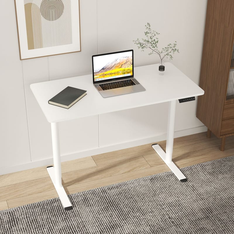 Skrivebord HOME4YOU Ergo Light med 1 motor 120x60x72,5-117,5 cm Hvid - Hvid - Møbler - Borde - Kontorbord - Skrivebord - hæve-sænke-bord