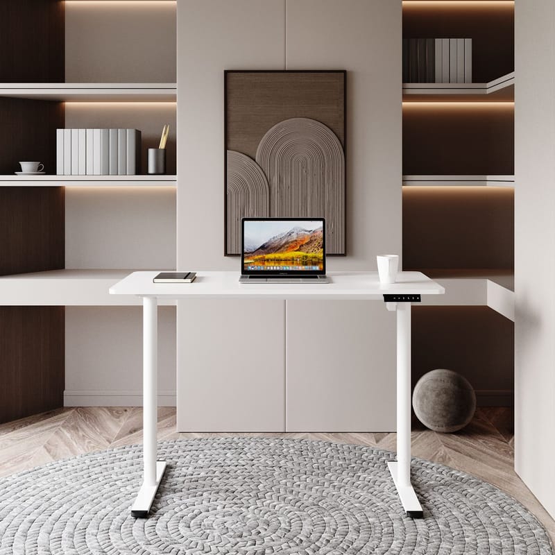 Skrivebord HOME4YOU Ergo Light med 1 motor 120x60x72,5-117,5 cm Hvid - Hvid - Møbler - Borde - Kontorbord - Skrivebord - hæve-sænke-bord