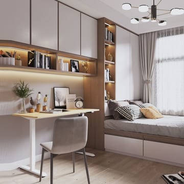 Skrivebord HOME4YOU Ergo Light med 1 motor 120x60x73-118 cm Eg/hvid - eg/hvid - Møbler - Borde - Kontorbord - Skrivebord - hæve-sænke-bord