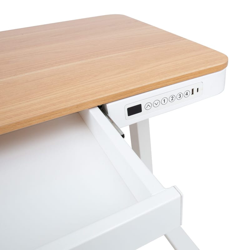 Skrivebord HOME4YOU Ergo med 1 motor 120x60x72-121 cm Eg/Hvid - eg/hvid - Møbler - Borde - Kontorbord - Skrivebord - hæve-sænke-bord