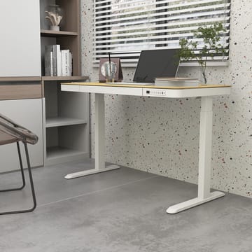 Skrivebord HOME4YOU Ergo med 1 motor 120x60x72-121 cm Eg/Hvid - eg/hvid - Møbler - Borde - Kontorbord - Skrivebord - hæve-sænke-bord