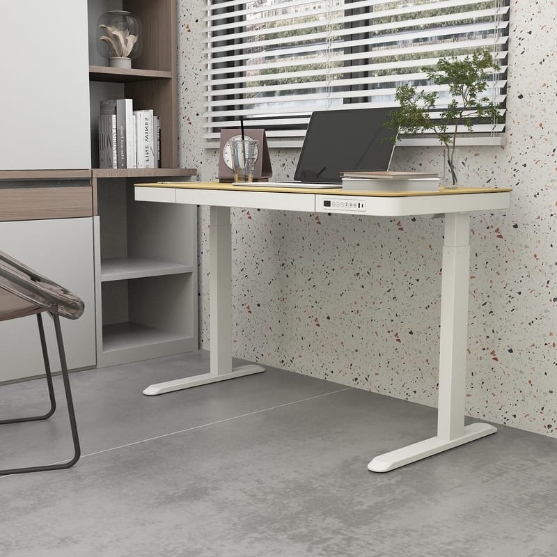 Skrivebord HOME4YOU Ergo med 1 motor 120x60x72-121 cm Eg/Hvid - eg/hvid - Møbler - Borde - Kontorbord - Skrivebord - hæve-sænke-bord