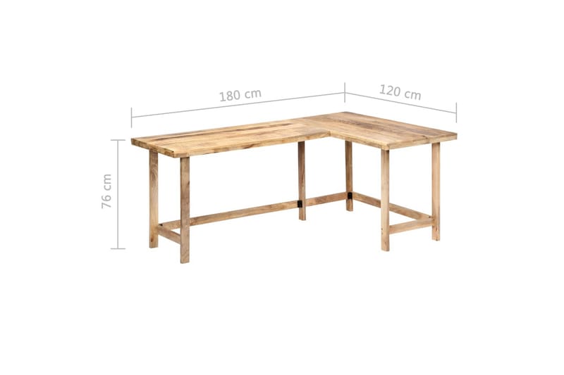 Skrivebord I Massivt Mangotræ 120 X 60 X 76 Cm - Brun - Møbler - Borde - Kontorbord - Skrivebord
