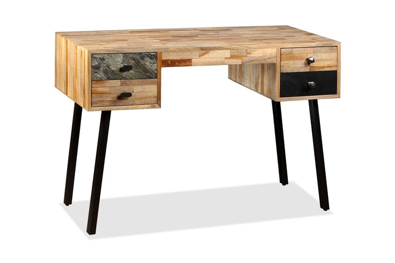 Skrivebord Massivt Genbrugsteak 110 X 50 X 76 Cm - Flerfarvet - Møbler - Borde - Kontorbord - Skrivebord