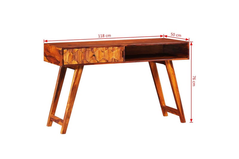 Skrivebord Massivt Sheeshamtræ 118 X 50 X 76 Cm - Brun - Skrivebord