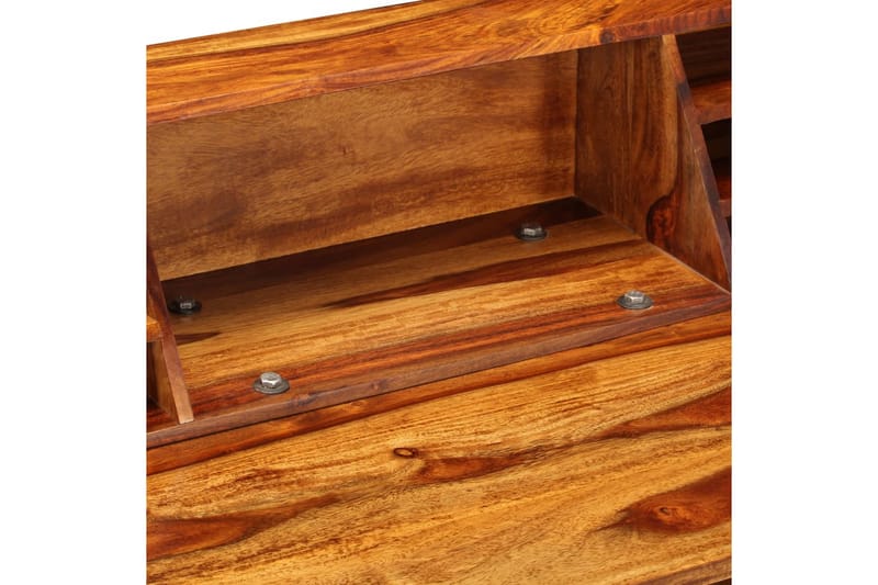 Skrivebord Massivt Sheeshamtræ Og Stål 110 X 50 X 94 Cm - Brun - Møbler - Borde - Kontorbord - Skrivebord