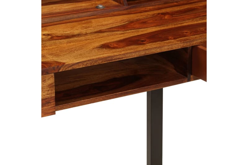 Skrivebord Massivt Sheeshamtræ Og Stål 110 X 50 X 94 Cm - Brun - Møbler - Borde - Kontorbord - Skrivebord