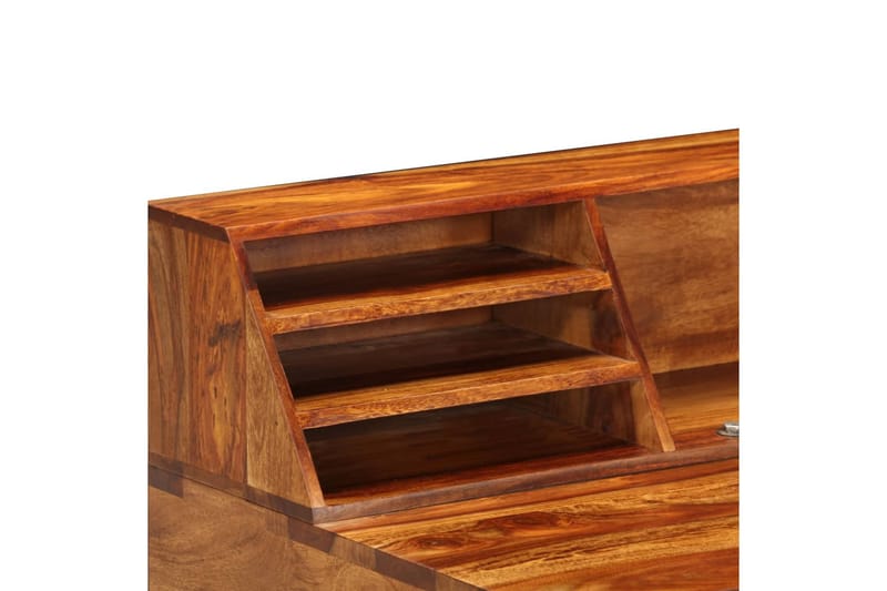 Skrivebord Massivt Sheeshamtræ Og Stål 110 X 50 X 94 Cm - Brun - Møbler - Borde - Kontorbord - Skrivebord