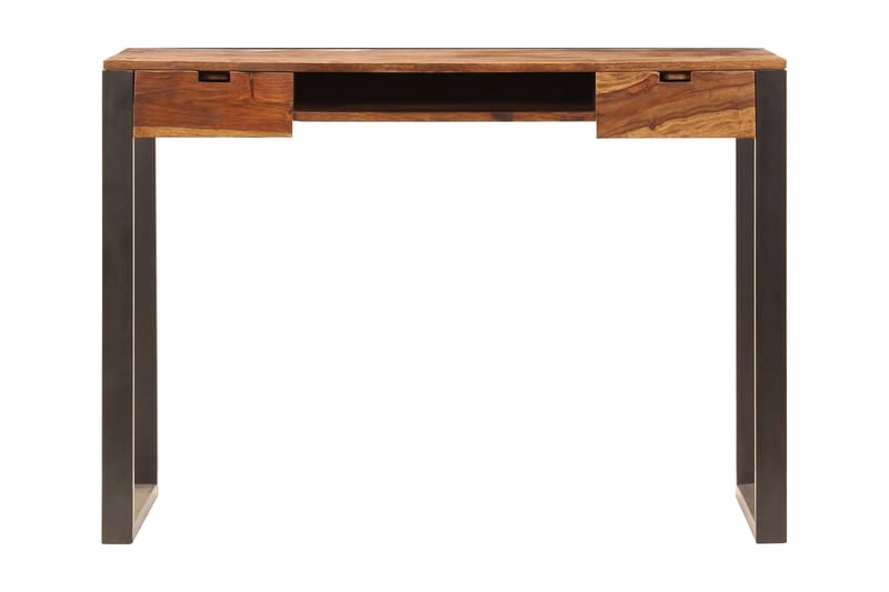 Skrivebord Massivt Sheeshamtræ Og Stål 110 X 55 X 78 Cm - Brun - Skrivebord