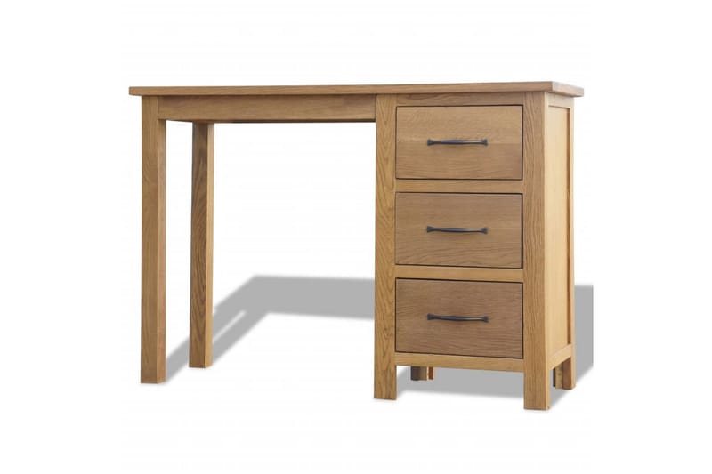 Skrivebord Med 3 Skuffer 106 X 40 X 75 Cm Massivt Egetræ - Brun - Skrivebord