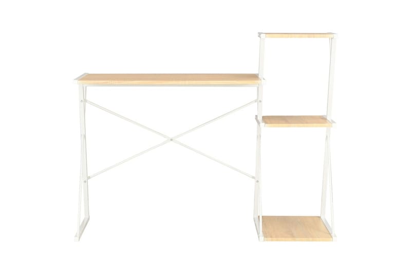 Skrivebord med hylde 116 x 50 x 93 cm hvid og eg - Hvid - Skrivebord