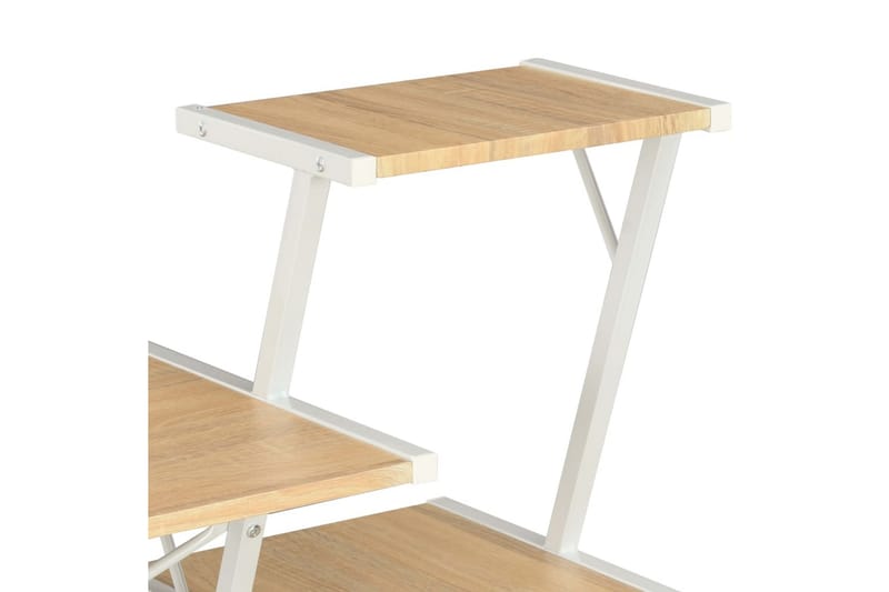 Skrivebord med hylde 116 x 50 x 93 cm hvid og eg - Hvid - Skrivebord