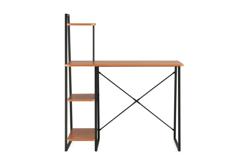 Skrivebord med hylder 102 x 50 x 117 cm sort og brun - Brun - Møbler - Borde - Kontorbord - Skrivebord