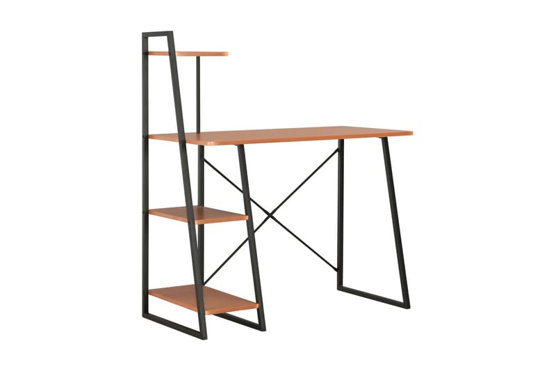 Skrivebord med hylder 102 x 50 x 117 cm sort og brun - Brun - Møbler - Borde - Kontorbord - Skrivebord