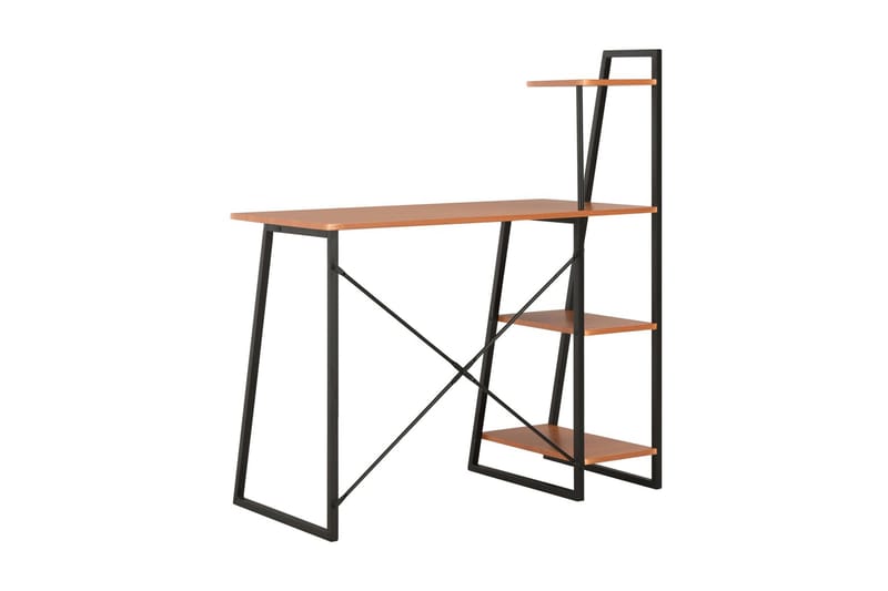 Skrivebord med hylder 102 x 50 x 117 cm sort og brun - Brun - Møbler - Borde - Kontorbord - Skrivebord