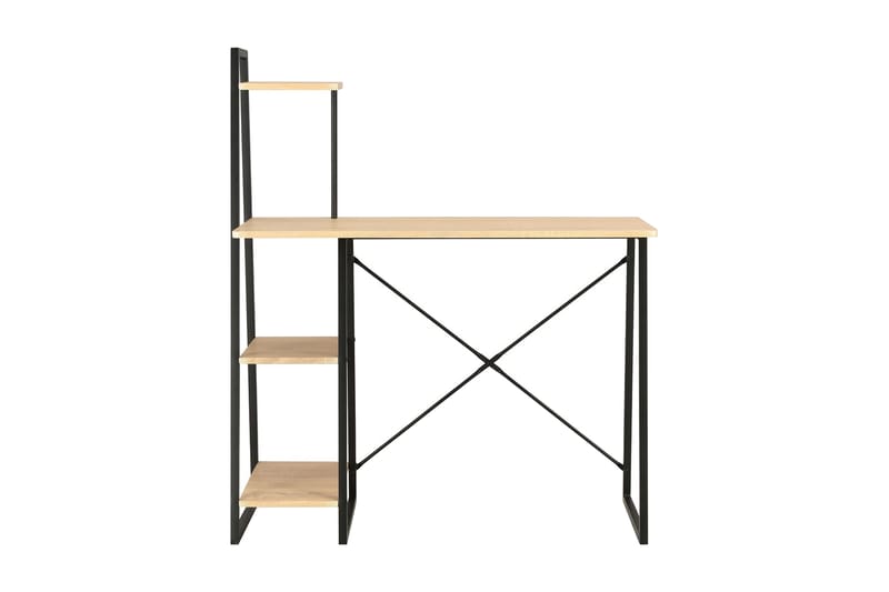 Skrivebord med hylder 102 x 50 x 117 cm sort og eg - Brun - Møbler - Borde - Kontorbord - Skrivebord