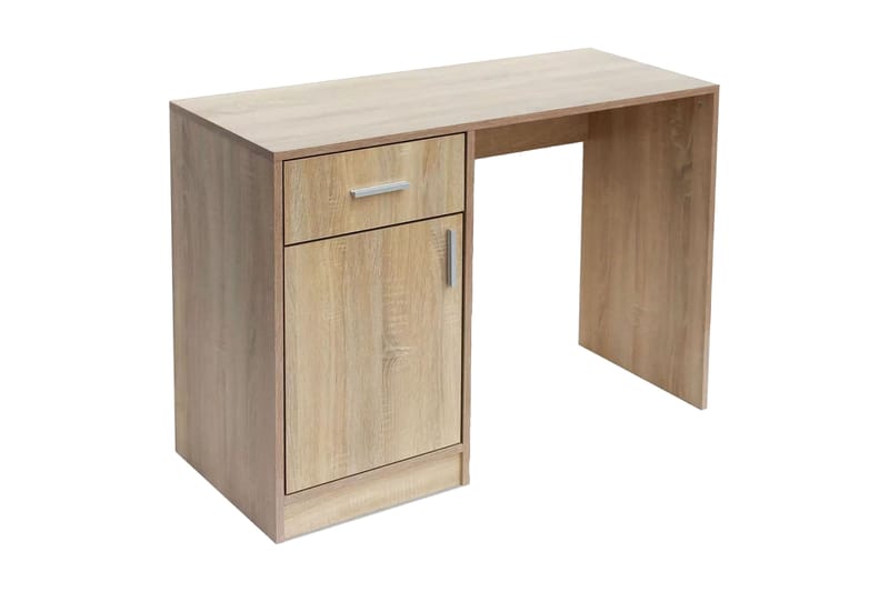 Skrivebord Med Skuffe Og Skab Egetræsfarvet 100X40X73 Cm - Brun - Møbler - Borde - Kontorbord - Skrivebord