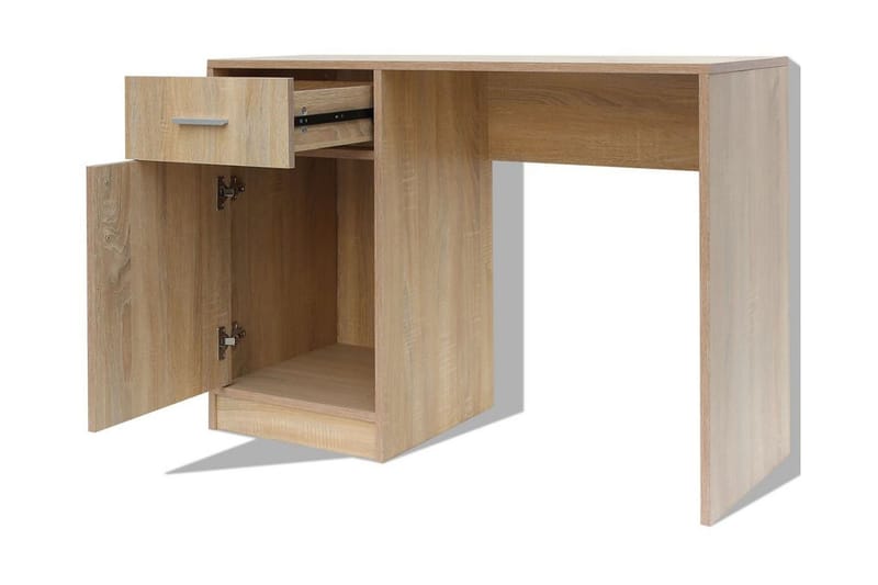 Skrivebord Med Skuffe Og Skab Egetræsfarvet 100X40X73 Cm - Brun - Møbler - Borde - Kontorbord - Skrivebord