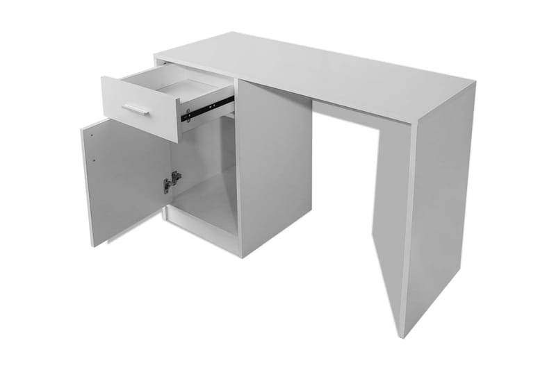 Skrivebord Med Skuffe Og Skab Hvid 100X40X73 Cm - Hvid - Møbler - Borde - Kontorbord - Skrivebord