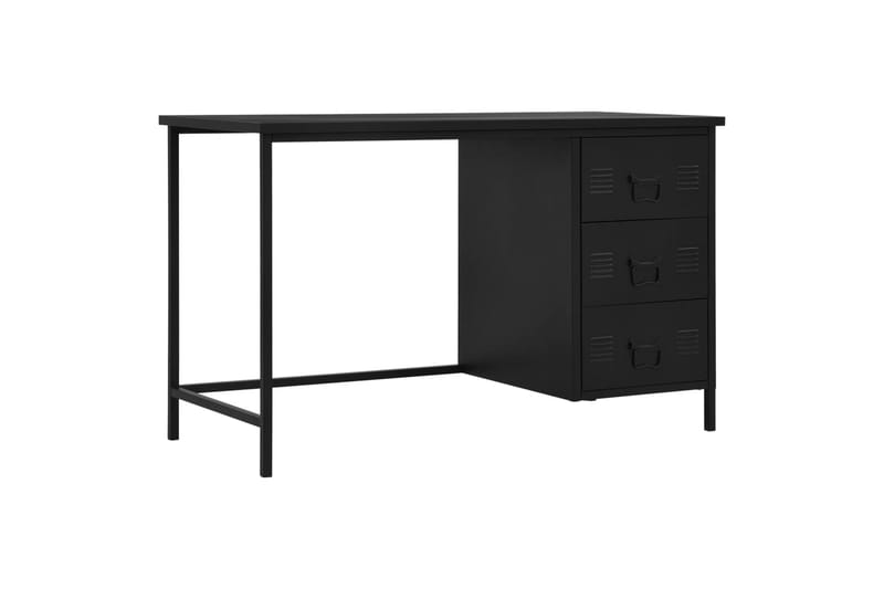 skrivebord med skuffer industriel 120 x 55 x 75 cm stål sort - Sort - Skrivebord