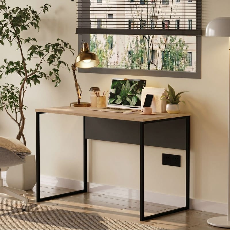 Skrivebord Skye Decor Bren (100 x 75 x 55 cm) Eg Antracit - Eg/Antracit - Møbler - Borde - Kontorbord - Skrivebord